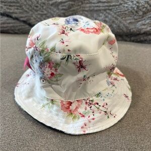 Betsey Johnson reversible floral bucket hat.